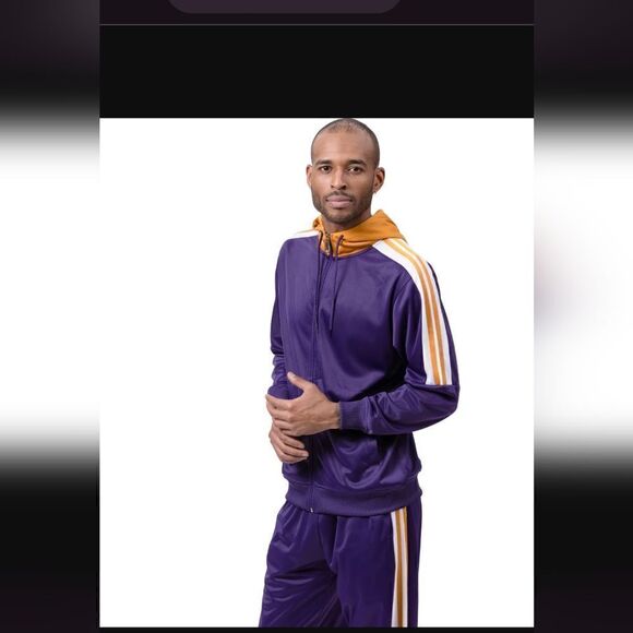MEN'S MONTIQUE PURPLE 2 PIECE SPORT TRACK SUIT WITH HOOD. JS-30 - Picture 1 of 3